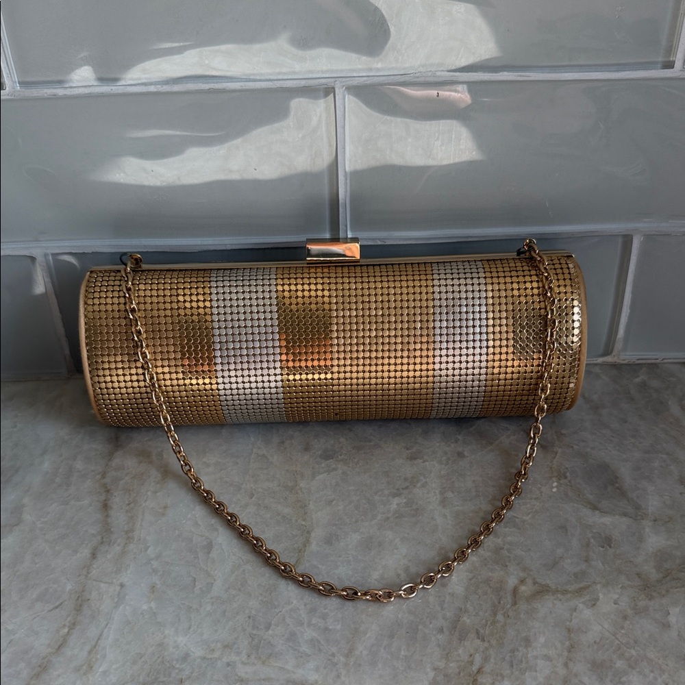 Elegant Gold and Silver Clutch Bag